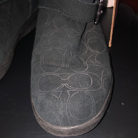 Coach Black Suede Monogram Boots - Picture 1 of 17